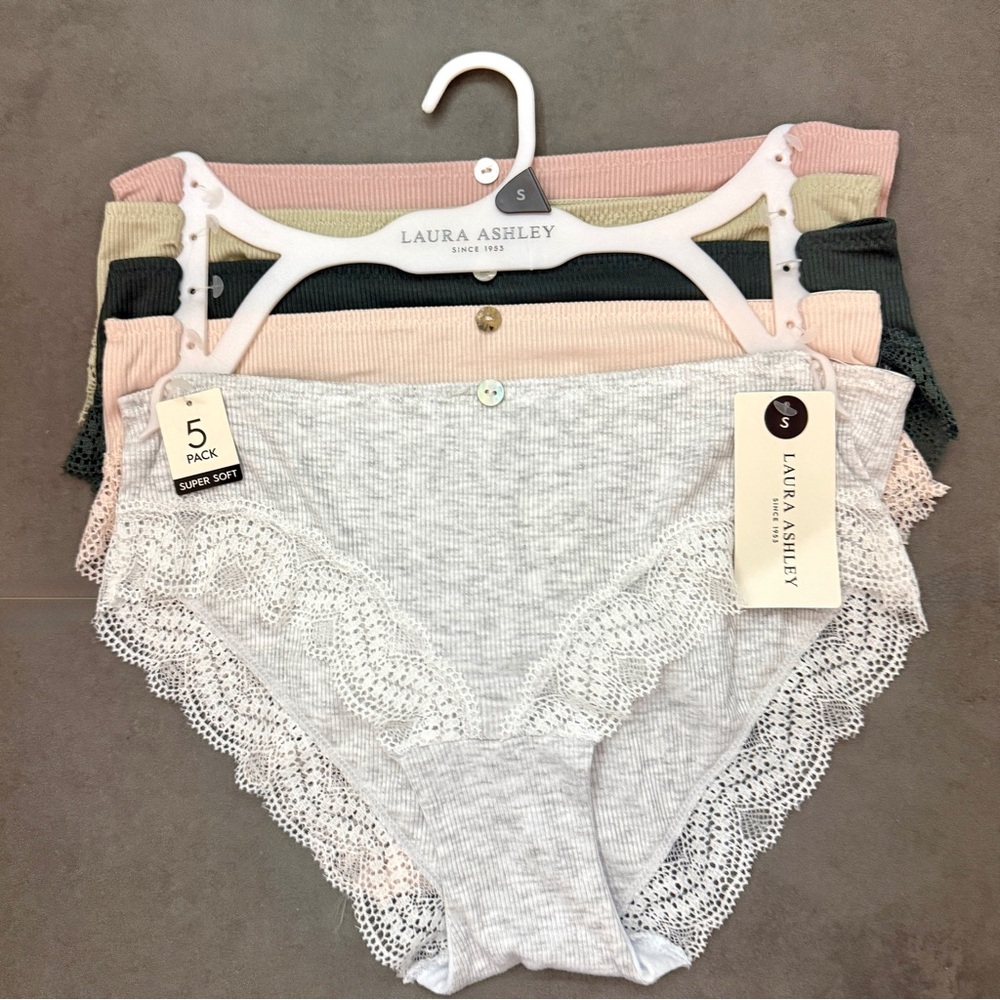 Laura Ashley Lace Trim Panties - 5 Pack in Assorted‎ Colors